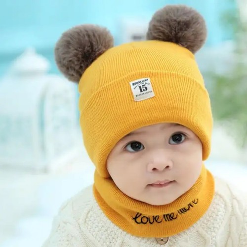 Winter Warm Knitted Bennie Hat & Scarf Set For Children Toddler Baby - Picture 3 of 5