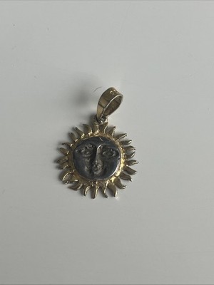 VINTAGE MEXICO AZTEC SUN FACE CELESTIAL PENDANT 925
