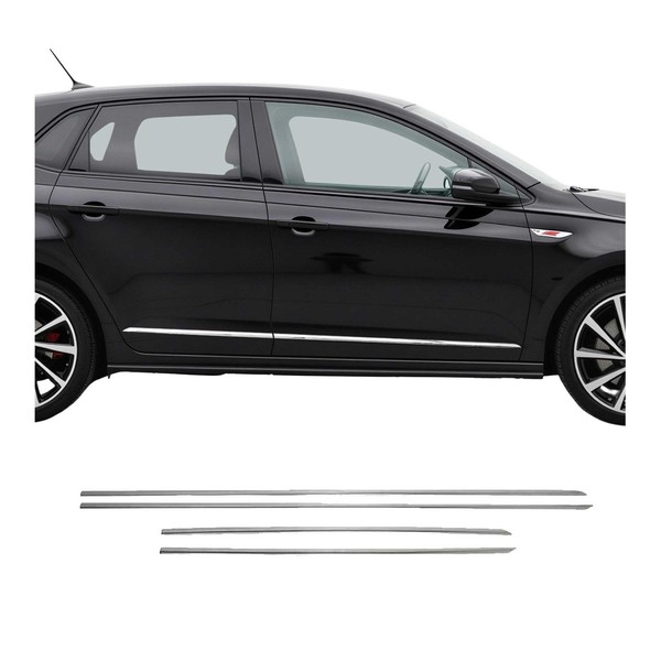 SeitentüRleiste TüRleisten TüRschutzleisten FüR Vw Polo 2017-2021 Edelstahl 4X-image