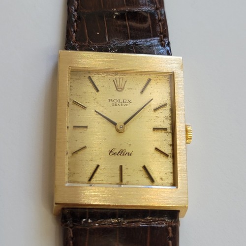 Rolex Cellini Ref 4014 18k Gold 1970s Mens Midsize 23mm x 30mm Dress Watch RA730