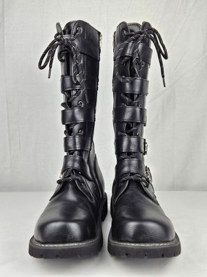 Metal Punk Rock Goth Band Skull Buckle Zip Boots Motorcycle Riding