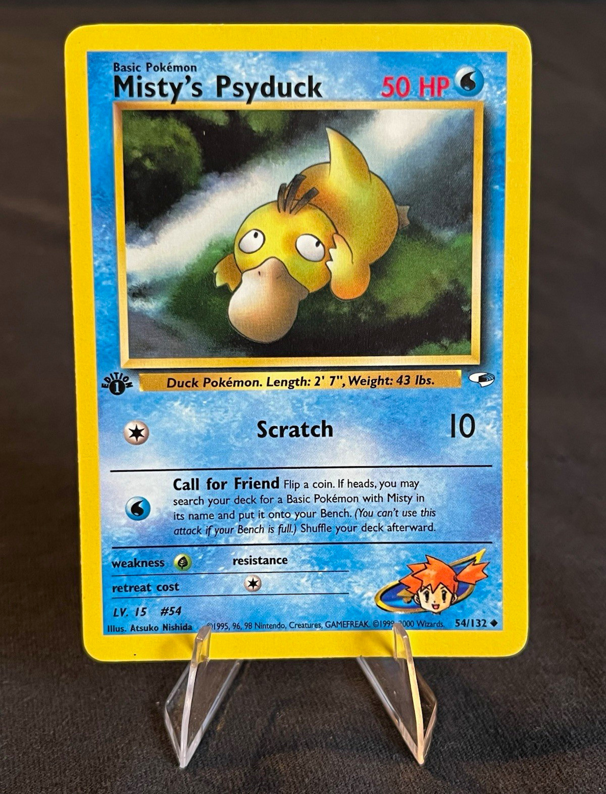 Misty's Psyduck 54/132 1st Ed Gym Heroes MP Condition Pokemon TCG WOTC Vintage