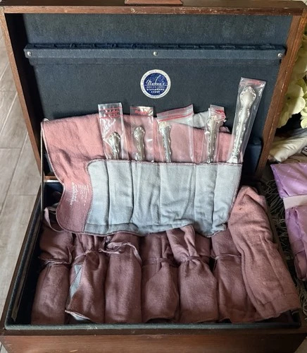 Reed & Barton Tara Sterling Silver Flatware Set with Storage Rolls & Box