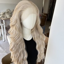 Synthetic Hair Heat Resistant Long Wavy Highlight Blonde HD Lace Front Wig