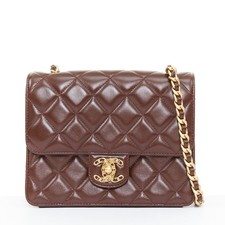 Chanel Quilted Lambskin Cc Turnlock Mini Flap Bag Women Burgundy One Size