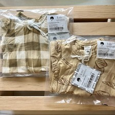 NIB Bundle Kate Quinn Newborn Fennel Gingham 0-3m Bread Zipper Footie Bamboo