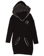 Liu Jo Womens Long Sleeve Hoodie Dress UK 12 Medium Black Viscose CO07