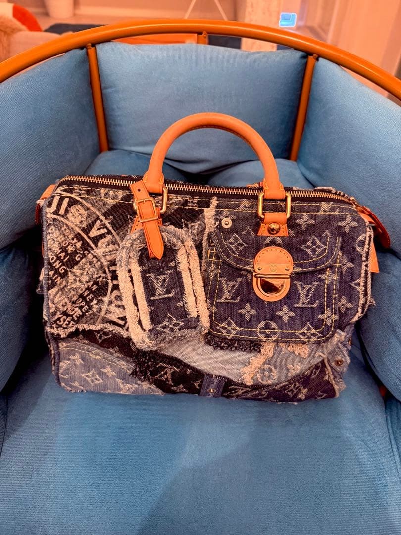 Louis Vuitton  Denim Patchwork Monogram Speedy 25… - image 2