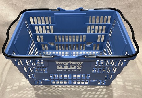 BuyBuy Baby Retail Merchandise Supermarket Blue Plastic Shopping Basket 12”x18