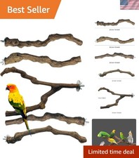 5 PCS Natural Grape Stick Perch Swing Chewing Toys for Parrot Cages, Cockatie...