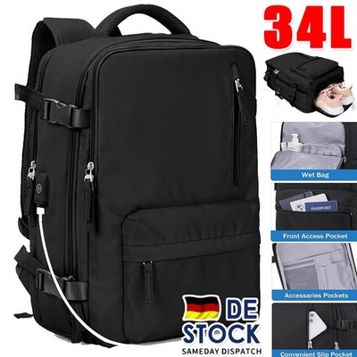 Rucksack Damen Herren 34L Schulrucksack Freizeit Reise Wandern Arbeit Backpack
