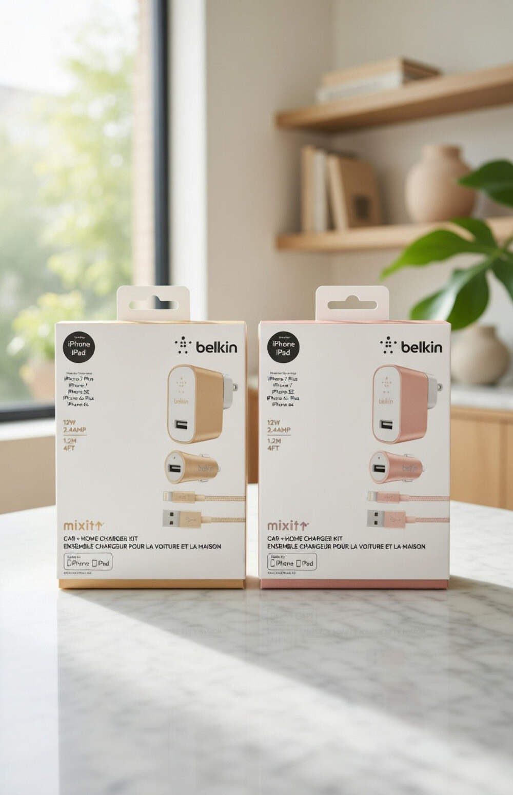 Belkin Mixit Car + Home Charger Kits - Gold & Pink - USB (2 Sets)