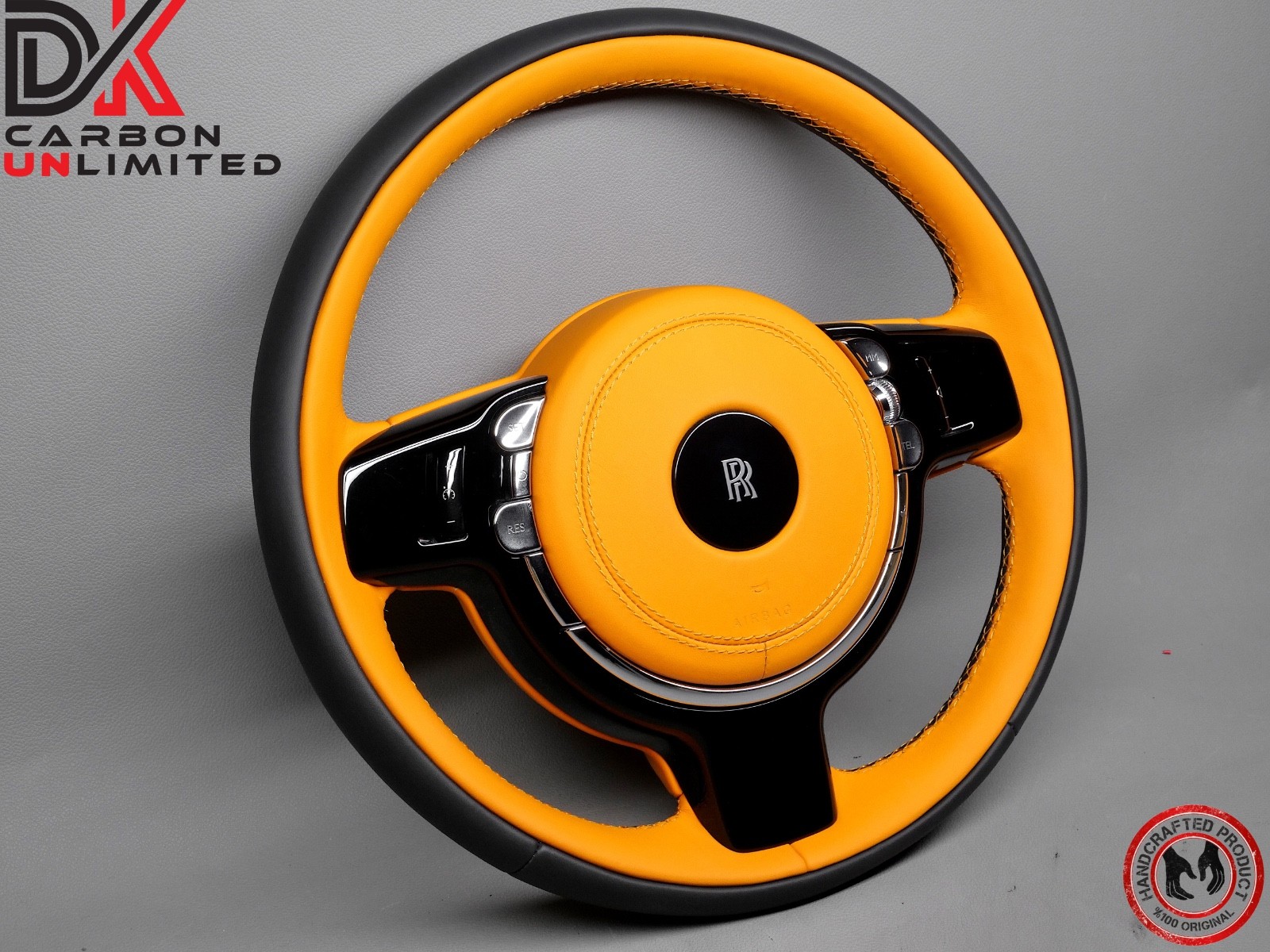Rolls Royce Dawn Wraith Thick Rimmed 2 Tone Black & Mandarin Napa Steering Wheel