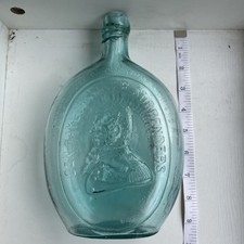 antique 19th-century Washington-Taylor historical portrait flask Aquamarine