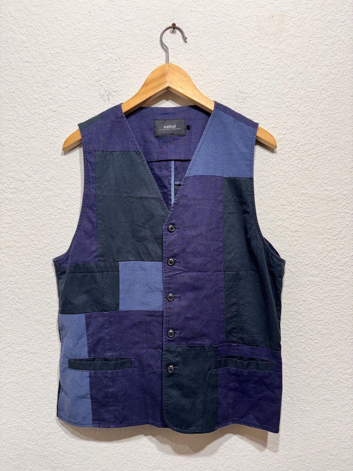 initial unusual experience linen patchwork vest S… - image 2