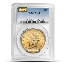$20 Liberty Double Eagle Gold Coin (MS64,  NGC or PCGS)