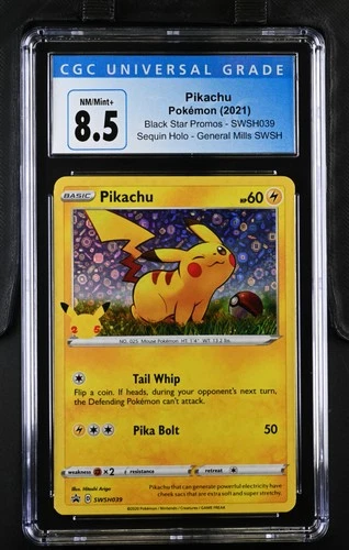 CGC 8.5 Pikachu SWSH039 General Mills 25th Anniversary Black Star Promo Pokemon