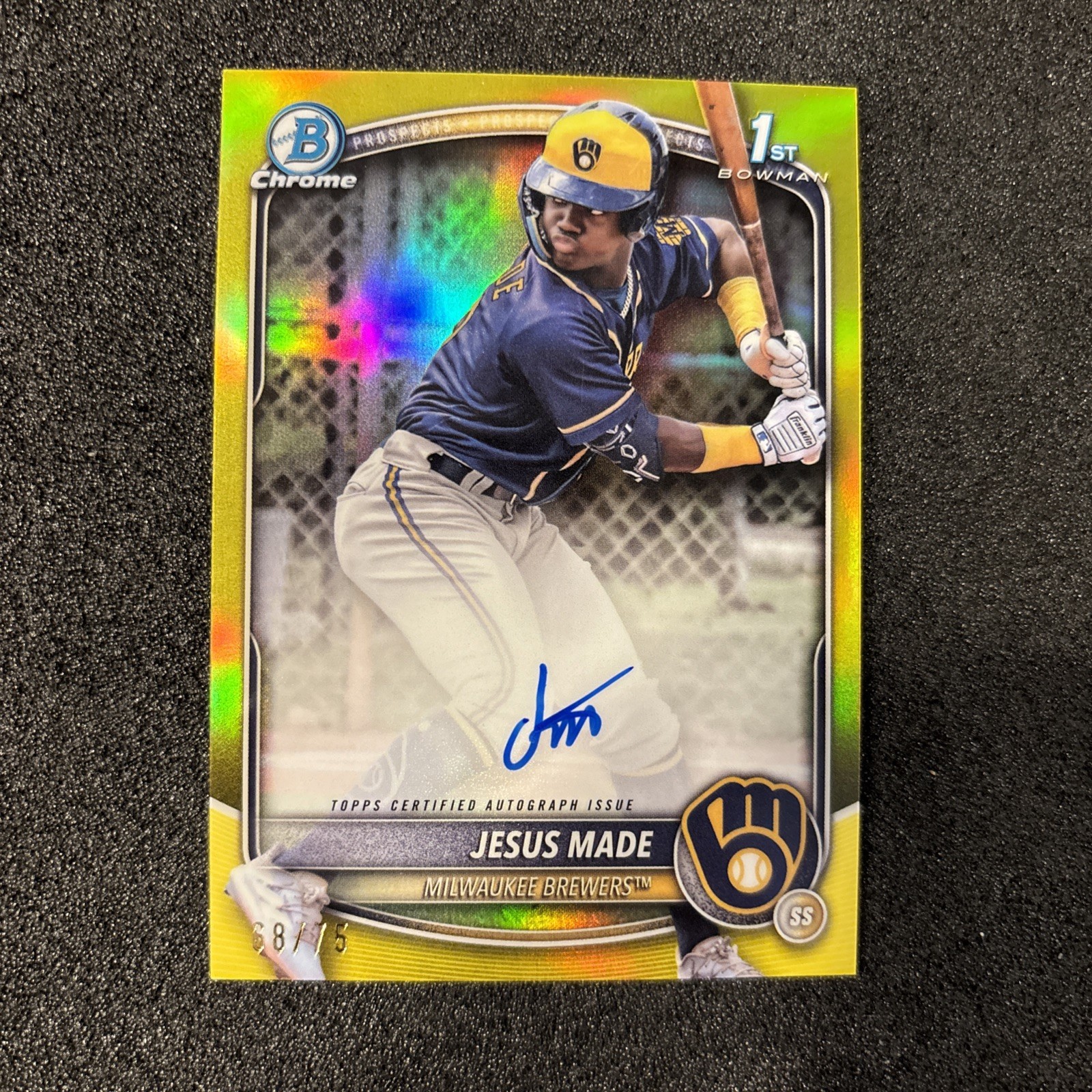 2025 Bowman Chrome Jesus Made Yellow Refractor 1st Auto /75 Color Match