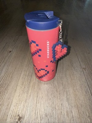 Starbucks Valentines 2025 Insulated Hot Cold Tumbler Mug Pink Hearts Pixel 12oz