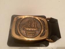Vtg. Captain Black Pipe Tobacco Solid Brass Belt Buckle
