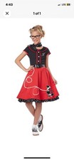 50's Sweetheart Child Halloween Costume Black/Red Size Medium 8/10 Poodle Skirt