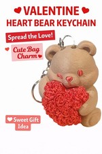 Heart Bear Keychain Valentine Teddy Bear with Heart Love Keychain Bag Charm
