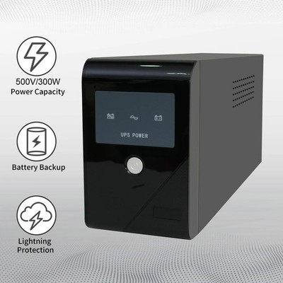500VA 300W UPS Power Supply 120V Battery Backup Surge Protection with 3 Outlets