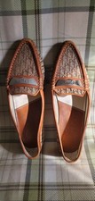 Vintage Christian Dior Monogram Brown Leather Loafer Shoes Size 35EU 5US