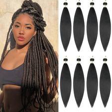 Braiding Hair Pre Stretched, 24Inch 8 Pack Black Prestretched Braiding Hair for