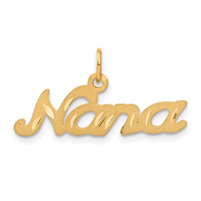 14k Yellow Gold Satin NANA Charm Pendant Mother's Gift Gift for Mother