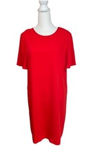 NWT Ann Taylor Ruffle Sleeve Shift Dress Sz 6 Red Zip Back Lightweight NEW