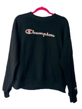 Champion Crewneck Sweatshirt Logo Spellout Loungewear Cozy Athleisure Medium