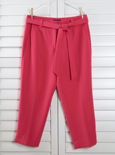 TALBOTS NWT $99 Solid Pink Crepe Bow Belted Waist Tapered Pants Size 12 Petite