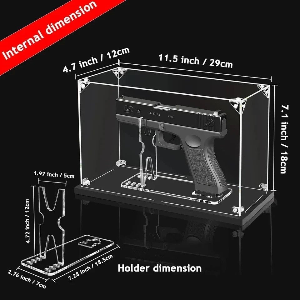 Shadow Box For Revolver Gun Display Case Acrylic 11 inch Handgun Pistol Revolver Stand Holder ...