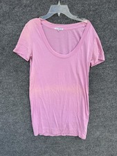 James Perse Shirt Womens Small Pink Scoop Neck Short Sleeve Made in USA WLD3026