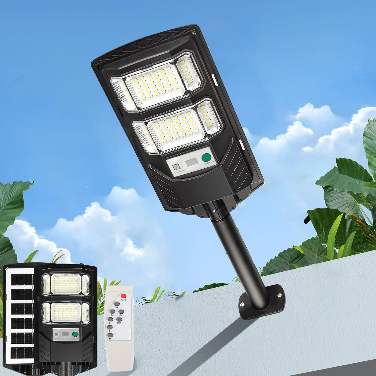 5000W Commercial Solar Street Lights Outdoor Dusk to Dawn Super Bright Road Lamp