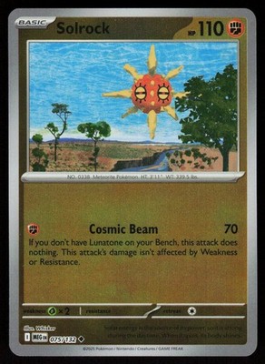 Solrock 075/132 Uncommon Mega Evolution Pokemon Reverse Holo Near Mint