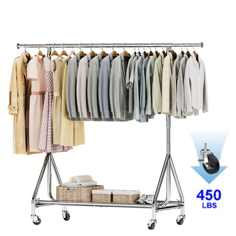 Heavy Duty Garment Rack Rolling Clothes Rack Collapsible Clothing Rack On Wheels