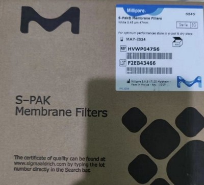 600pcs/box PVDF material S-PAK sterile filter membrane HVWP047S6