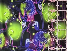 Custom 100% Cotton Woven Fabric Maleficent Sleeping Beauty Green 1/4 Yard 9x56