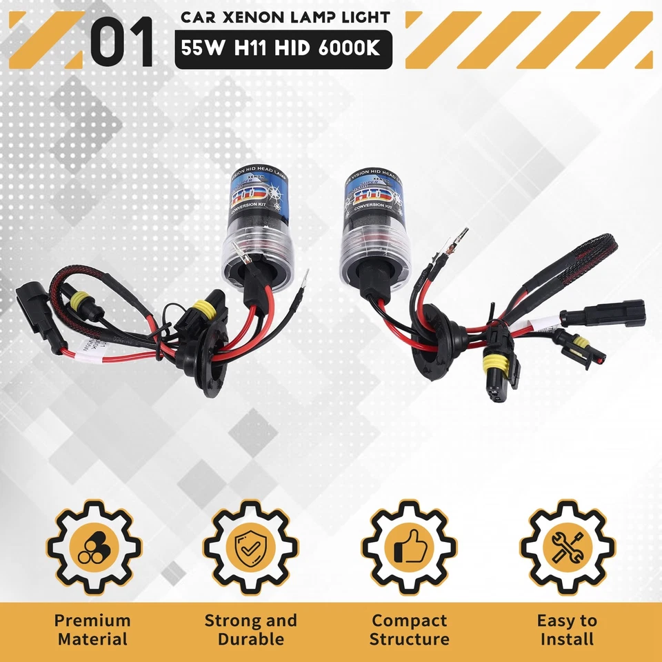 2X 55W H11 Xenon HID Front Light Headlight Car Xenon Lamp Light (6000K) G1O9 - Image 4 of 4