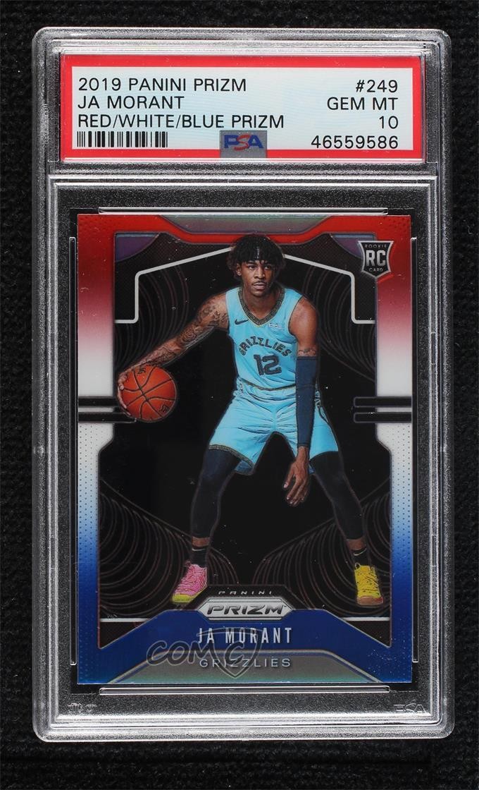2019-20 Panini Prizm Rookie Red White & Blue Ja Morant #249 PSA 10 GEM MT 8q5