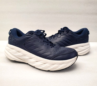 Hoka One One Mens 9 2E Navy Blue Bondi SR Slip Resistant Wide Leather Shoes