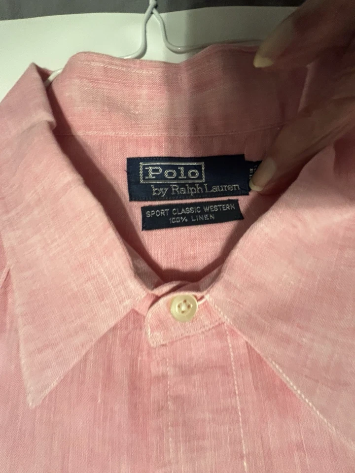 Polo Ralph Lauren Sport Classic Western Shirt Mens XL 100% Linen Long Sleeve - Image 3 of 4