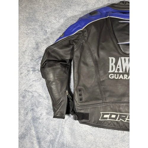 Corsa Bawls Guarana Leather Motorcycle Racing Jacket Mens 52 Black Blue Motul image 10