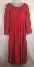 Nine West Women's Red Cable Knit 3/4 Sleeve Sweater Dress - L