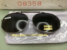 New Driving UV 08358 Eye Protection Clip on Sunglasses 58MM Black Chrome/Smoke