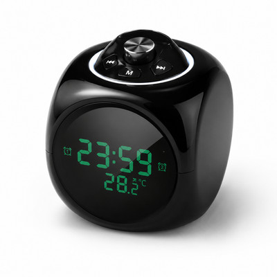 LED Projection Alarm Clock Digital LCD Display Voice Talking Weather Snooze USB