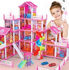 Camlekor Dollhouse 16 Room Play House with Furniture and Light Toys for Ages 3+