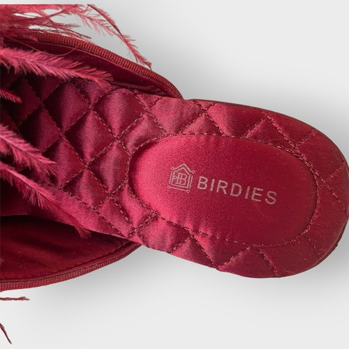 Birdies Lovebird Pluma Mules Satinado Acolchado Sin Cordones Rojo Talla 6 Divertido Lindo Primavera - Imagen 9 de 15